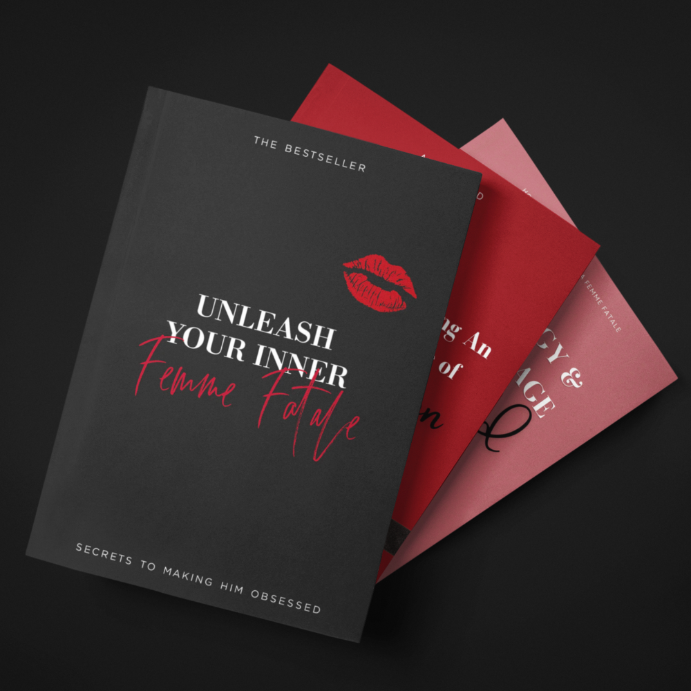 The Unleash Your Inner Femme Fatale book with its chapter pages fanned behind it.
